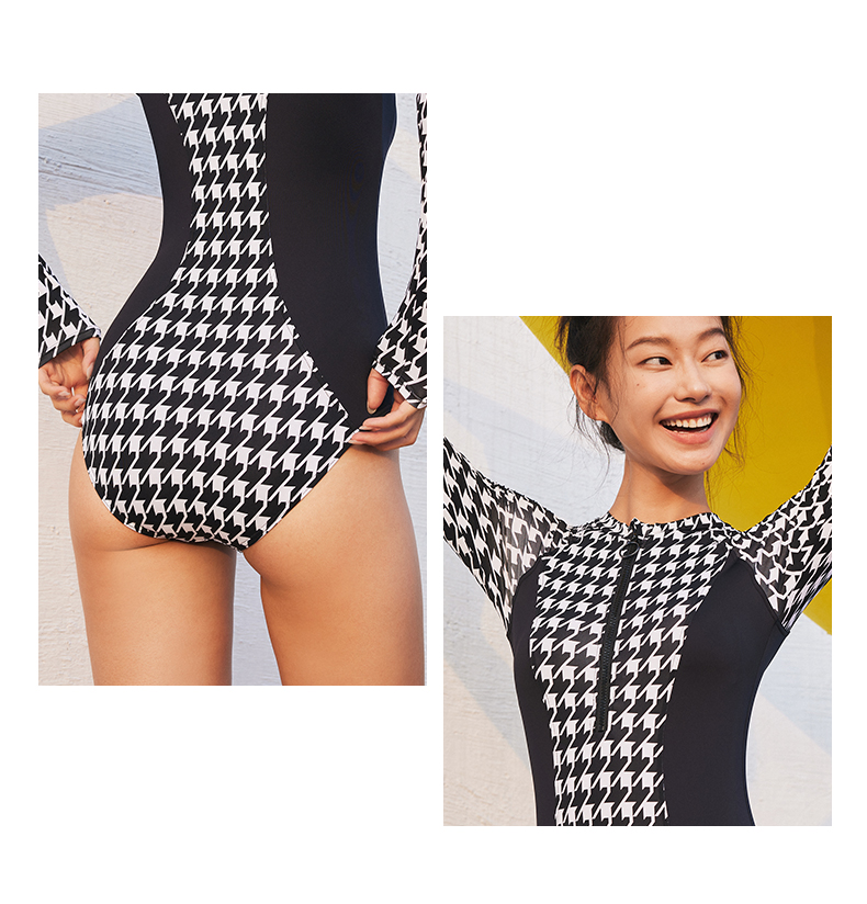 复古千鸟格泳衣，时尚与实用的完美结合！