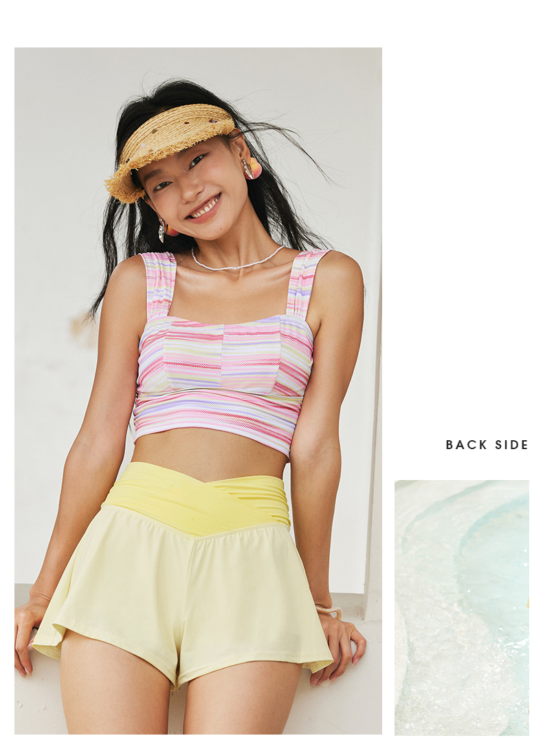 SISIA色彩碰撞系列彩色条纹背心分体泳衣