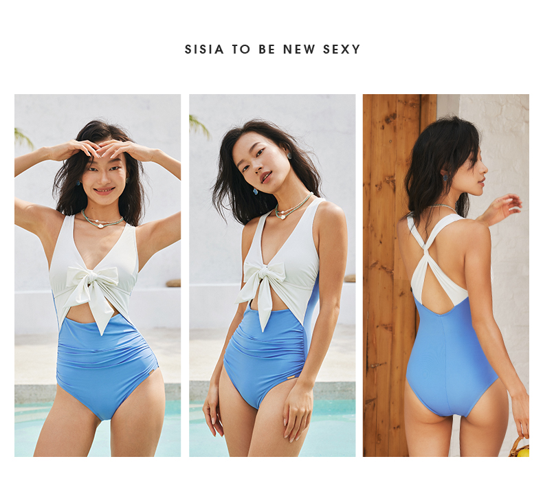 SISIA蔚蓝海岸系列拼色连体泳衣