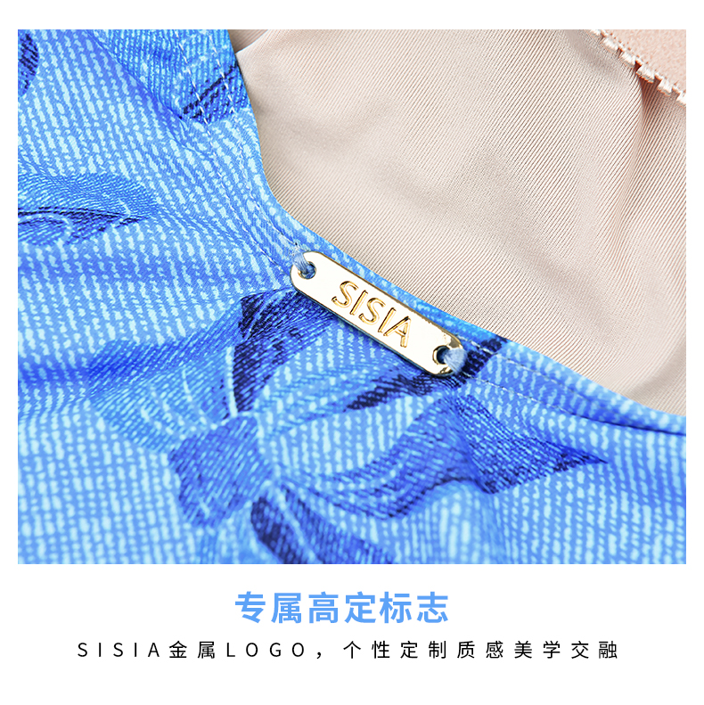 SISIA蓝蝶之语系列牛仔蝴蝶印花连体泳衣