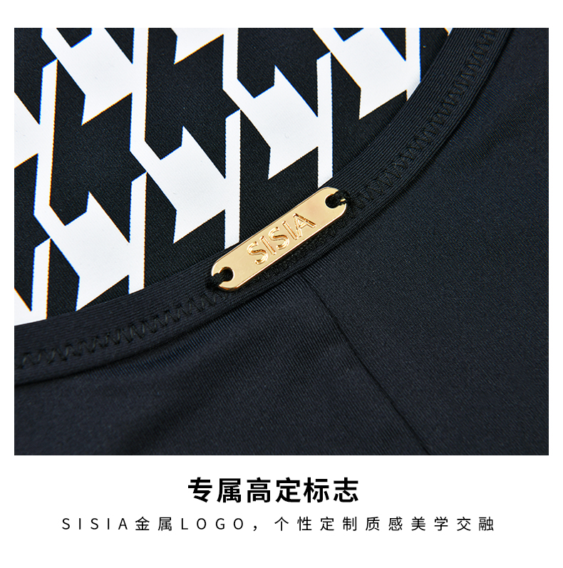 SISIA复古格纹系列千鸟格双面连体泳衣