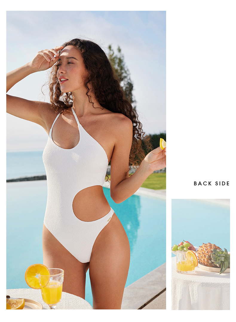 SISIA解构时尚系列单肩挖空露腰连体泳衣