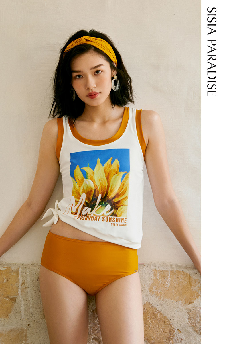 SISIA向日葵女孩三件套休闲冲浪泳衣