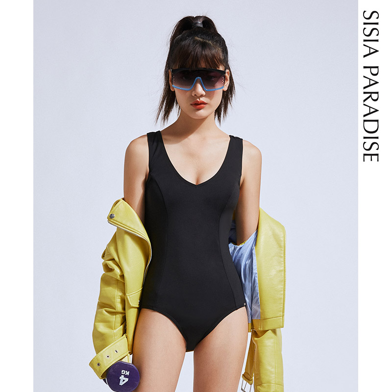 SISIA机车假日黑色连体泳衣