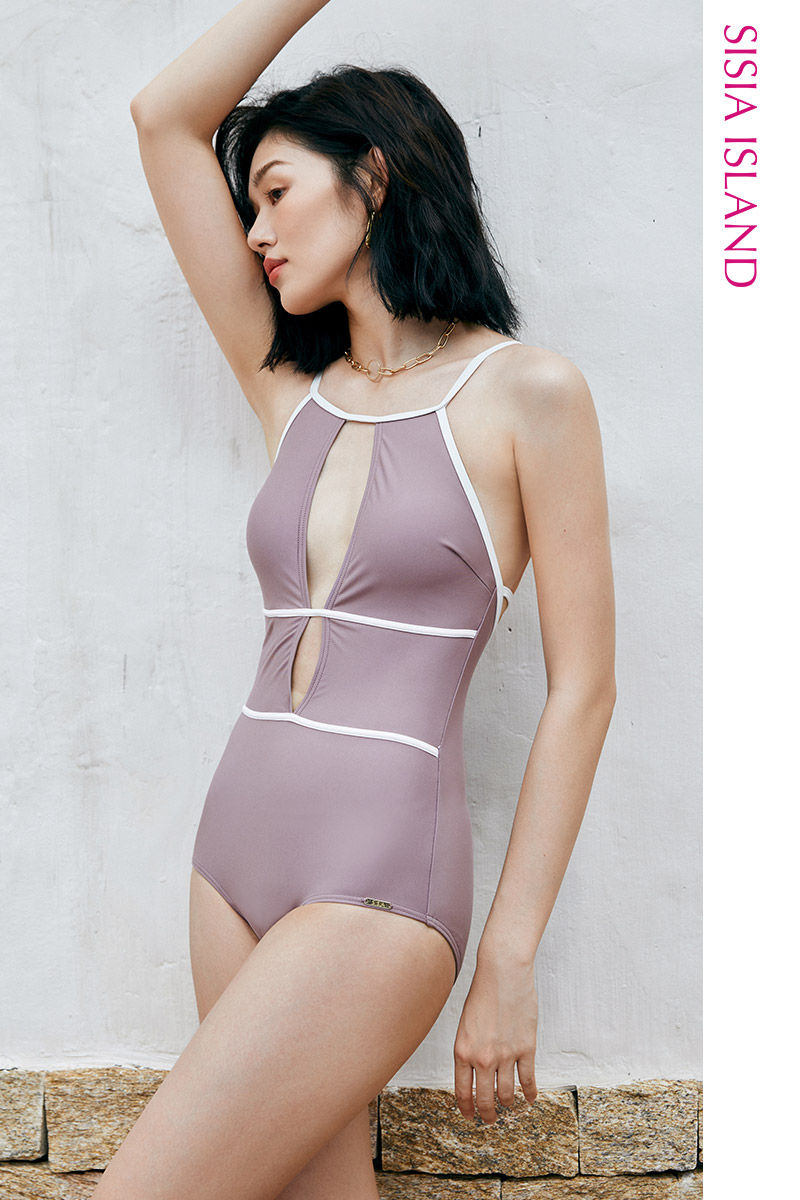 SISIA摩登梭影系列性感镂空连体泳衣