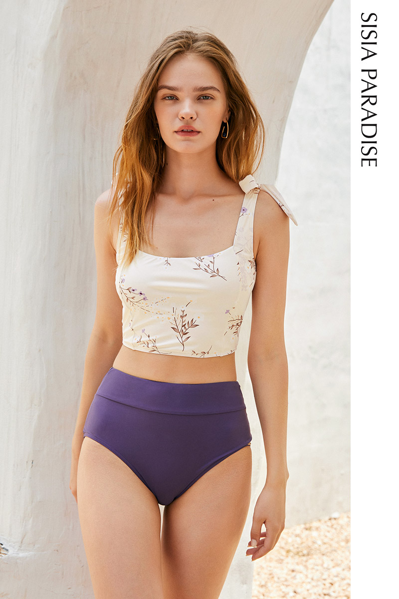 SISIA清新花园系列花卉背心分体泳衣