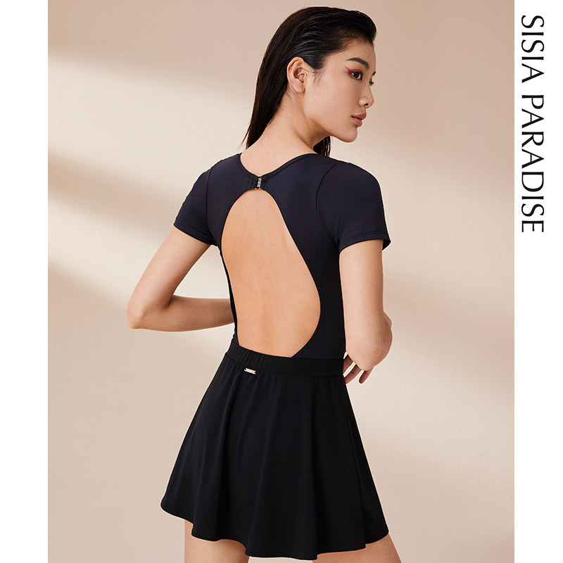 SISIA夏日芭蕾梦纯黑连体泳衣