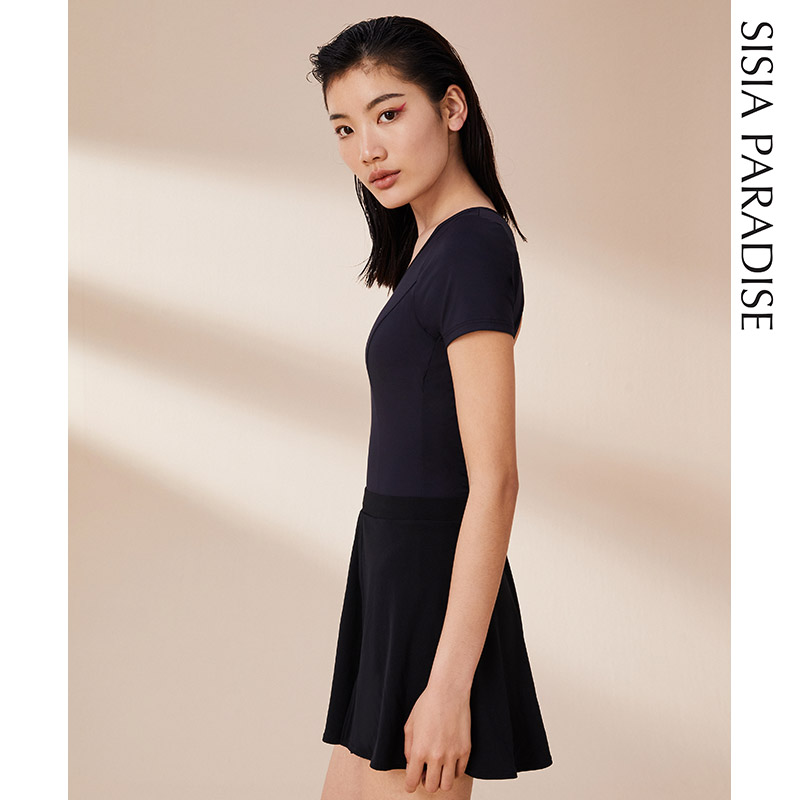 SISIA夏日芭蕾梦纯黑连体泳衣