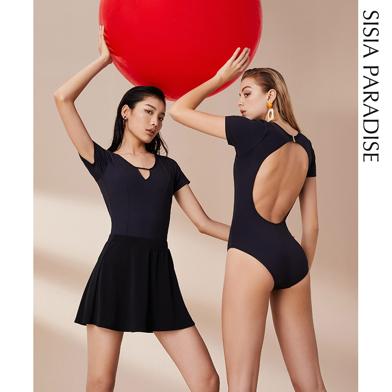 SISIA夏日芭蕾梦纯黑连体泳衣
