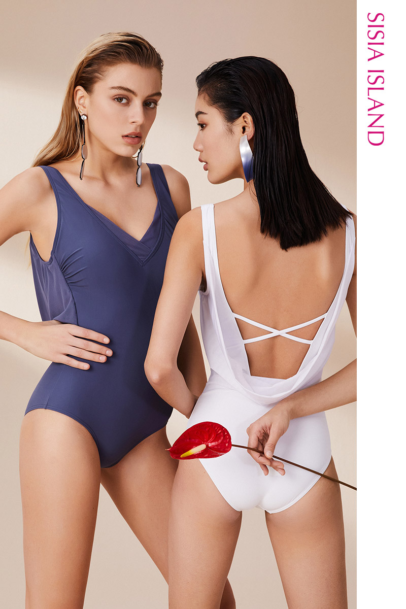 SISIA优雅缪斯系列纯色仙气连体泳衣