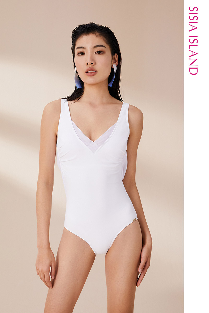 SISIA优雅缪斯系列纯色仙气连体泳衣