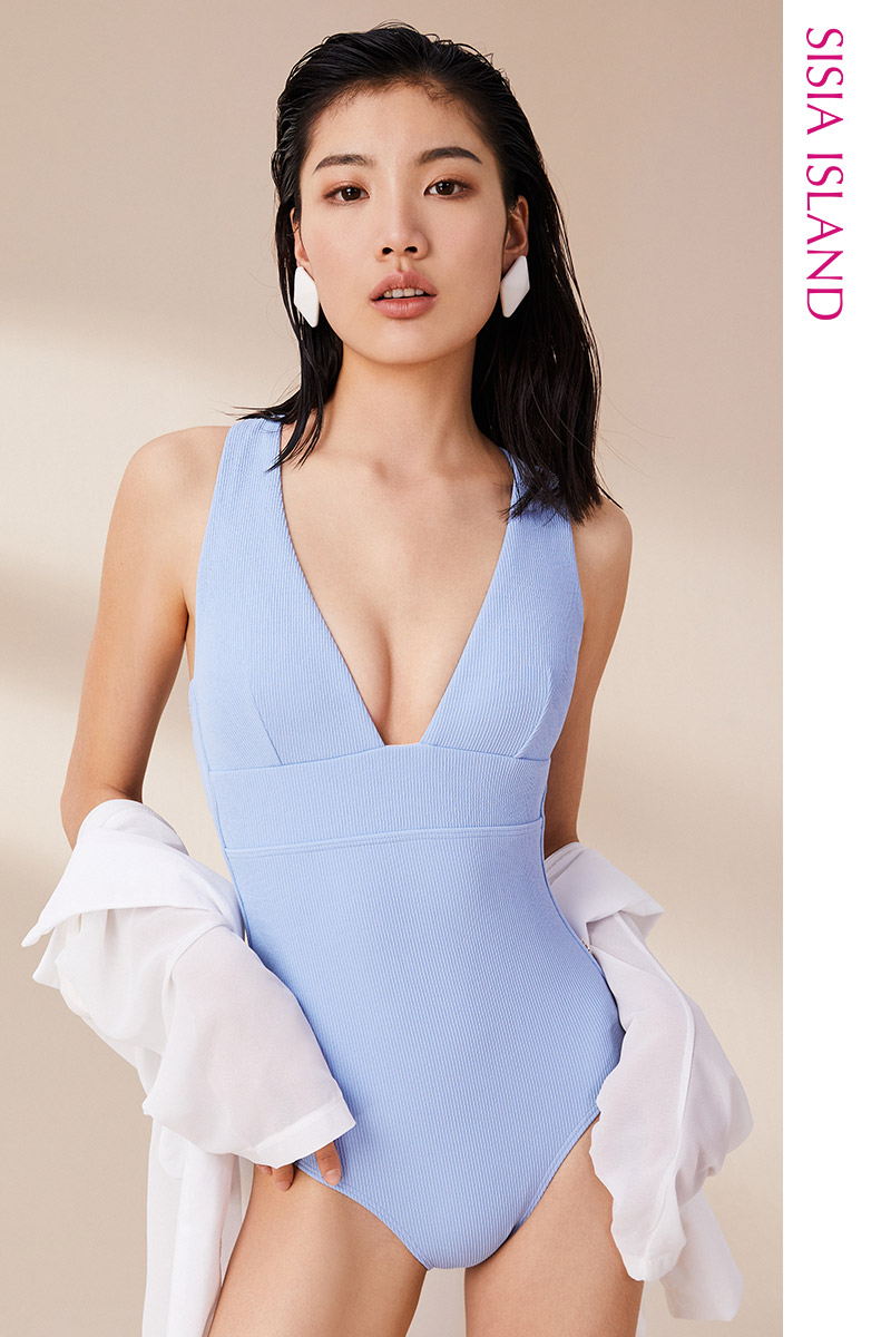 SISIA罗纹晴空系列优雅连体泳衣