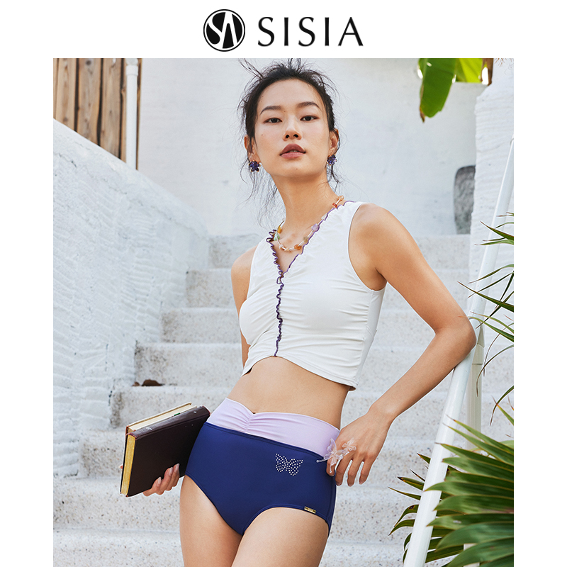 SISIA高腰显瘦小清新高级感分体泳衣