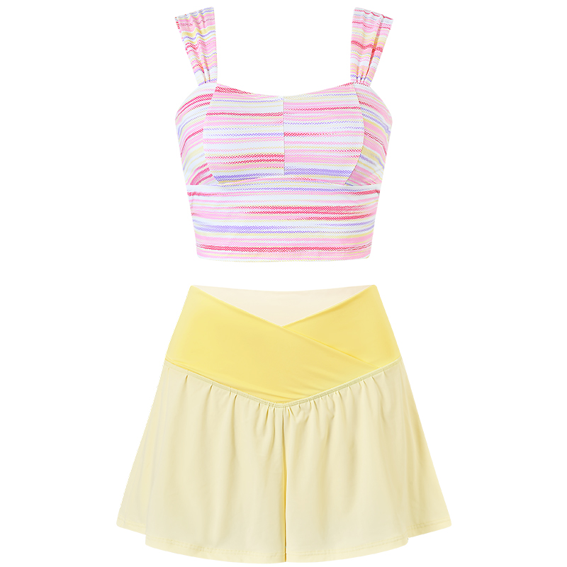 SISIA色彩碰撞系列彩色条纹背心分体泳衣